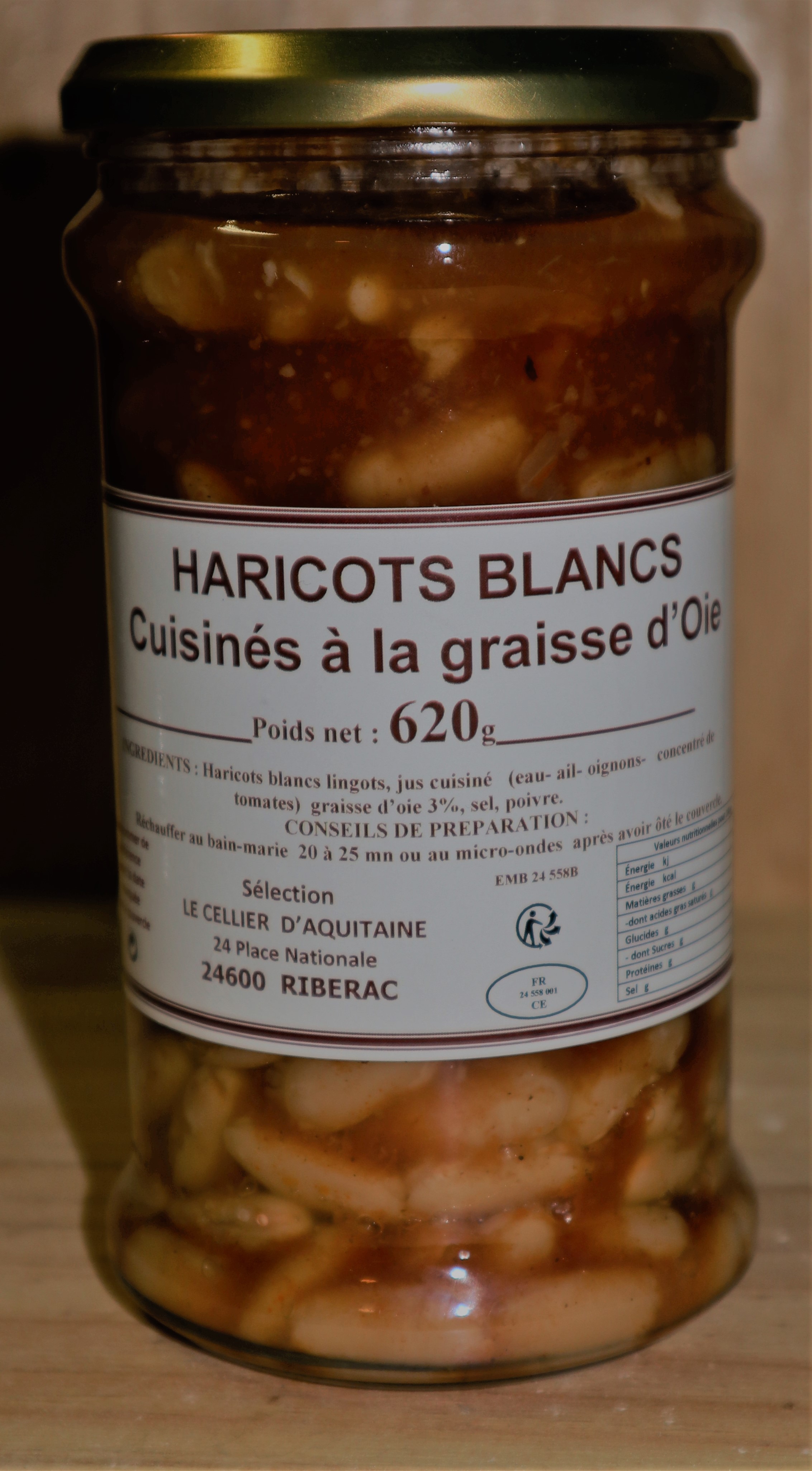 Haricots blancs cuisinés à la graisse d'oie