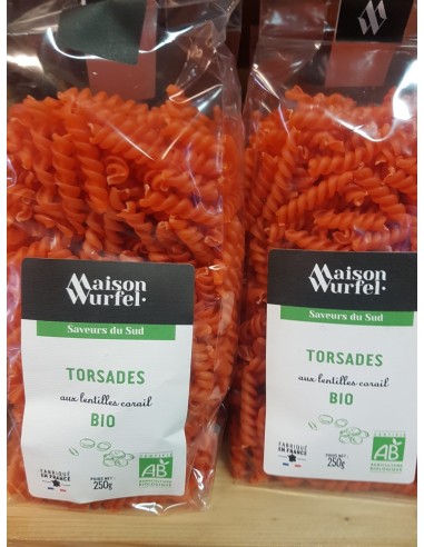 Torsades aux lentilles corail Bio